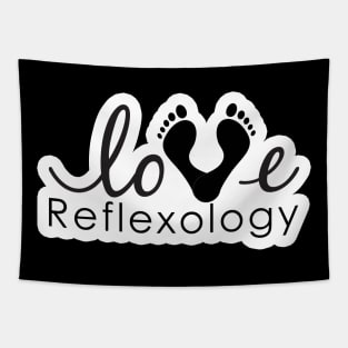Love Reflexology - (white outline) black font Tapestry