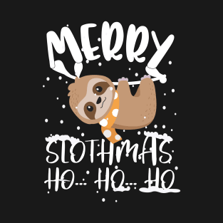 Merry Slothmas Ho Ho Ho Christmas Cute Sloth Pajamas T-Shirt