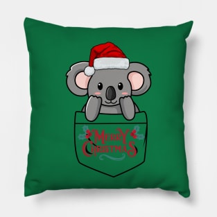 Cute Christmas koala popping out of the pocket Pillow