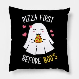 cute halloween stickers - pizza ghost Pillow