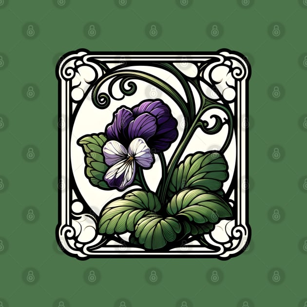 Art Nouveau violet February Birth month Flower by OddHouse