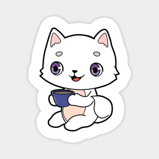 Cat with Cup of Coffee Magnet