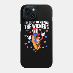 I'm Just Here For The Wieners Hot Dog 4th Of July USA Flag Phone Case