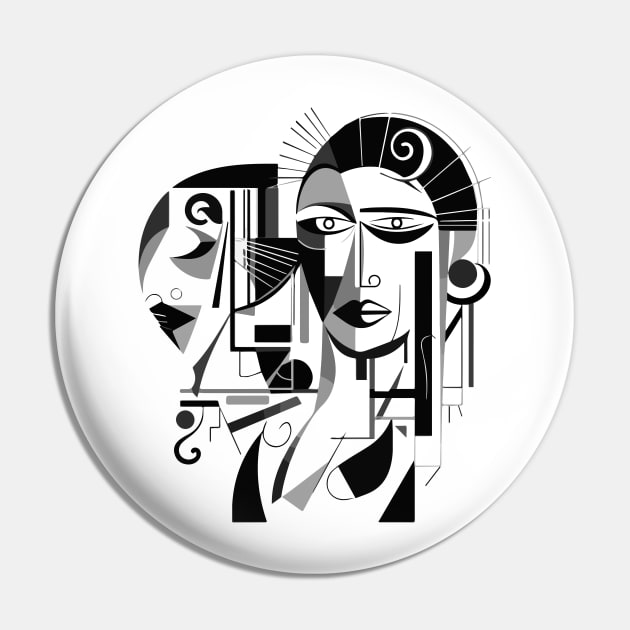 Cubist Woman Pin by n23tees