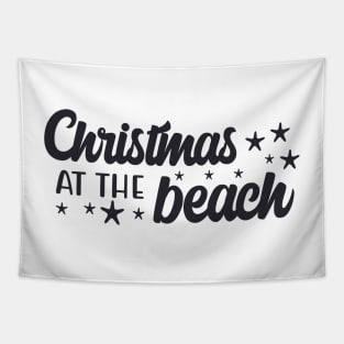 Christmas at the beach, black Tapestry