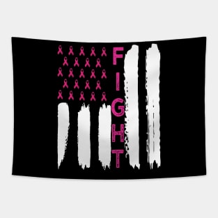 'Breast Cancer USA Flag' Cool Breast Cancer Gift Tapestry
