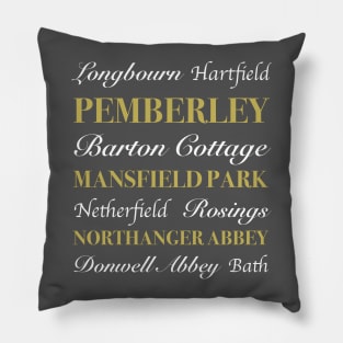 Jane Austen Locations_dark Pillow
