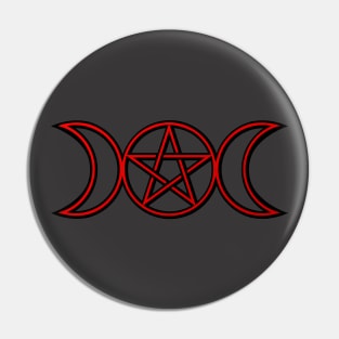 Triple Moon Goddess Red Pin