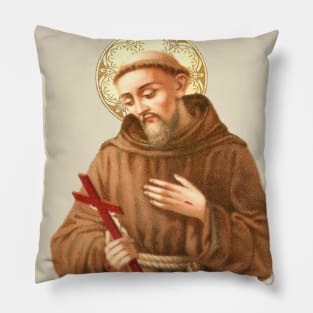 Saint Francis of Assisi Antique French Holy Card Pillow