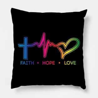 Faith Hope Love Colorful Christian Design Pillow