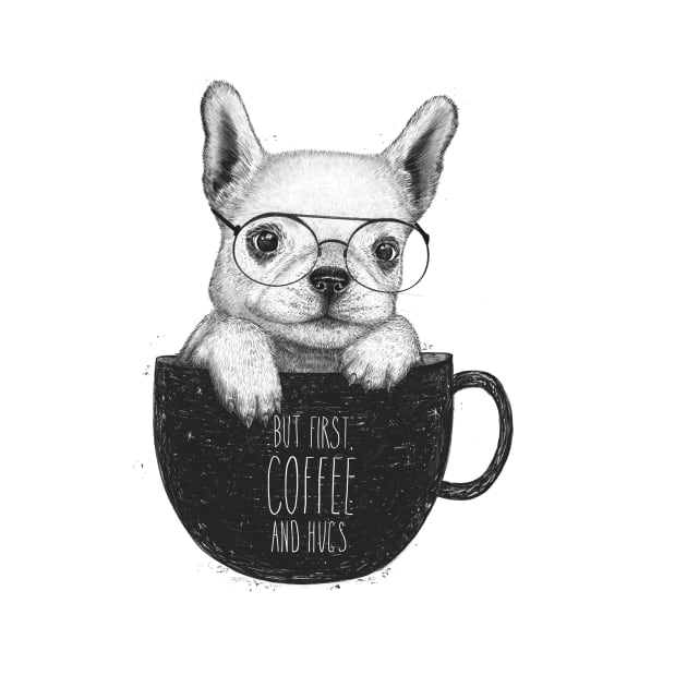 Pug with coffee by kodamorkovkart