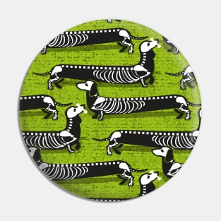 Spooktacular long dachshunds skeleton // pattern // bahia green background skeleton dogs Pin