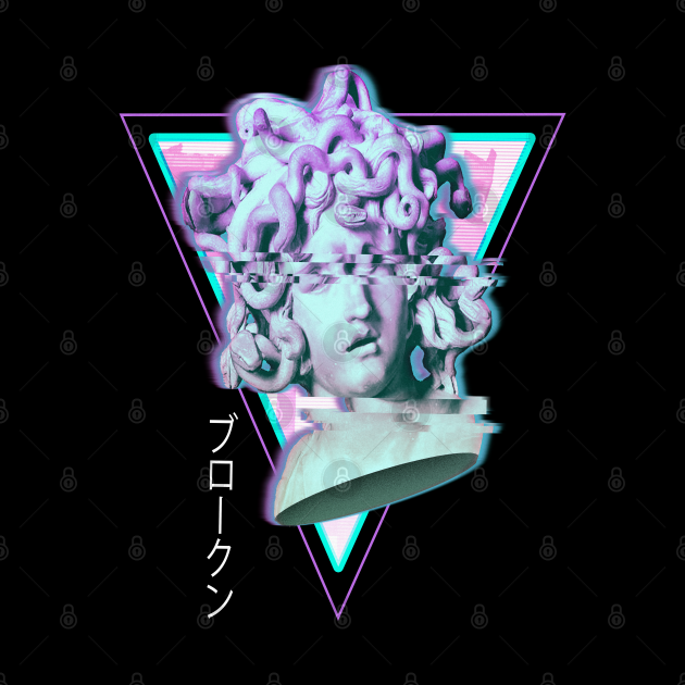 Medusa Glitch Vaporwave Synthwave 90s Aesthetic Medusa Pin Teepublic 9640