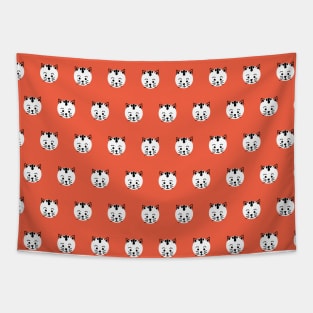 Polka Dot Cats Red Tapestry