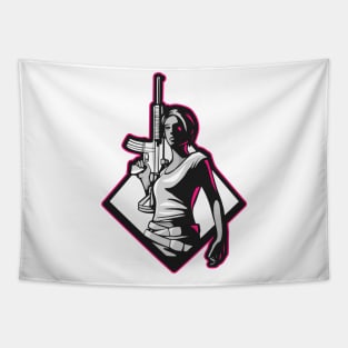 Gun Girl Tapestry