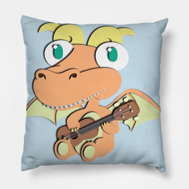 Ukulele Playing Dragon Pillow by PaperStingRay