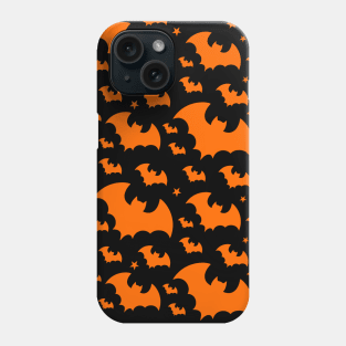 Orange Bat Wings on Black -  Halloween Autumn Stars Night Ornament Phone Case