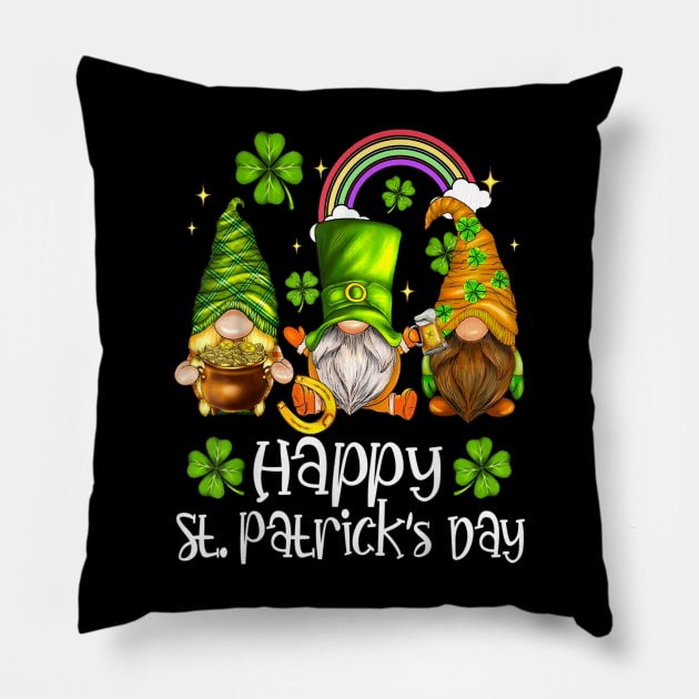 Lucky Shamrock Gnomie Lovers Happy St Patrick's Day Pillow by Mhoon 