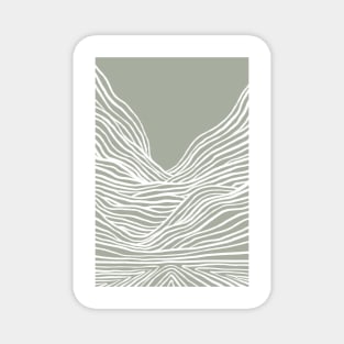 Green line art landscape Magnet