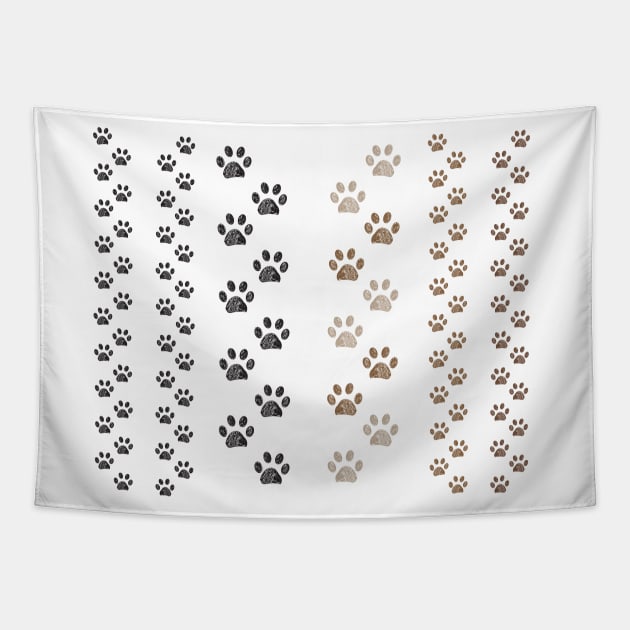 Brown and black colored paw prints Tapestry by GULSENGUNEL