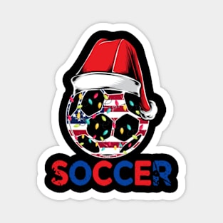 Soccer Christmas Ball Santa Hat Funny Sport Xmas Magnet