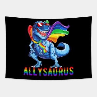 Pride Month 2024 Allysaurus Dinosaur  Flag Ally LGBTQ Tapestry