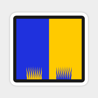 Nordland Heraldry Colours - Halved with Flame Edging - Blue and Yellow Magnet