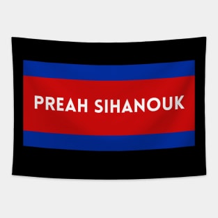 Preah Sihanouk City in Cambodian Flag Colors Tapestry