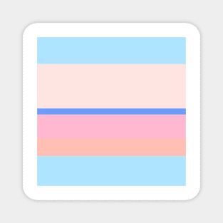 A supreme commixture of Powder Blue, Cornflower Blue, Little Girl Pink, Very Light Pink and Melon stripes. Magnet