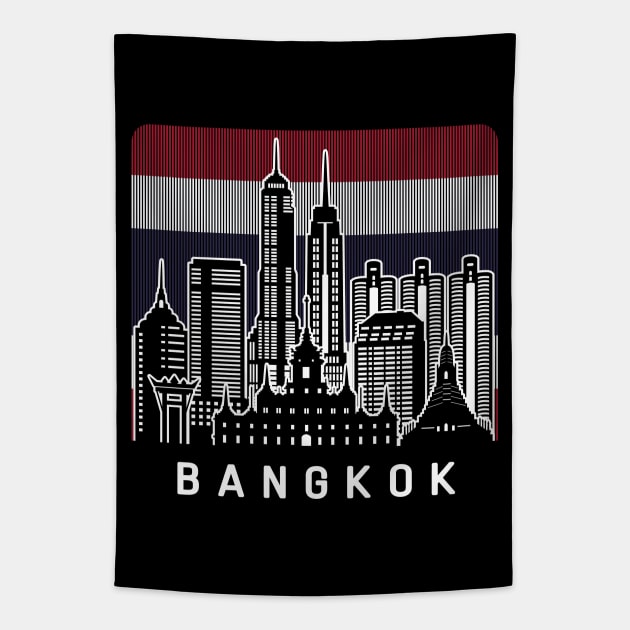 Bangkok Thailand Skyline Flag Tapestry by travel2xplanet