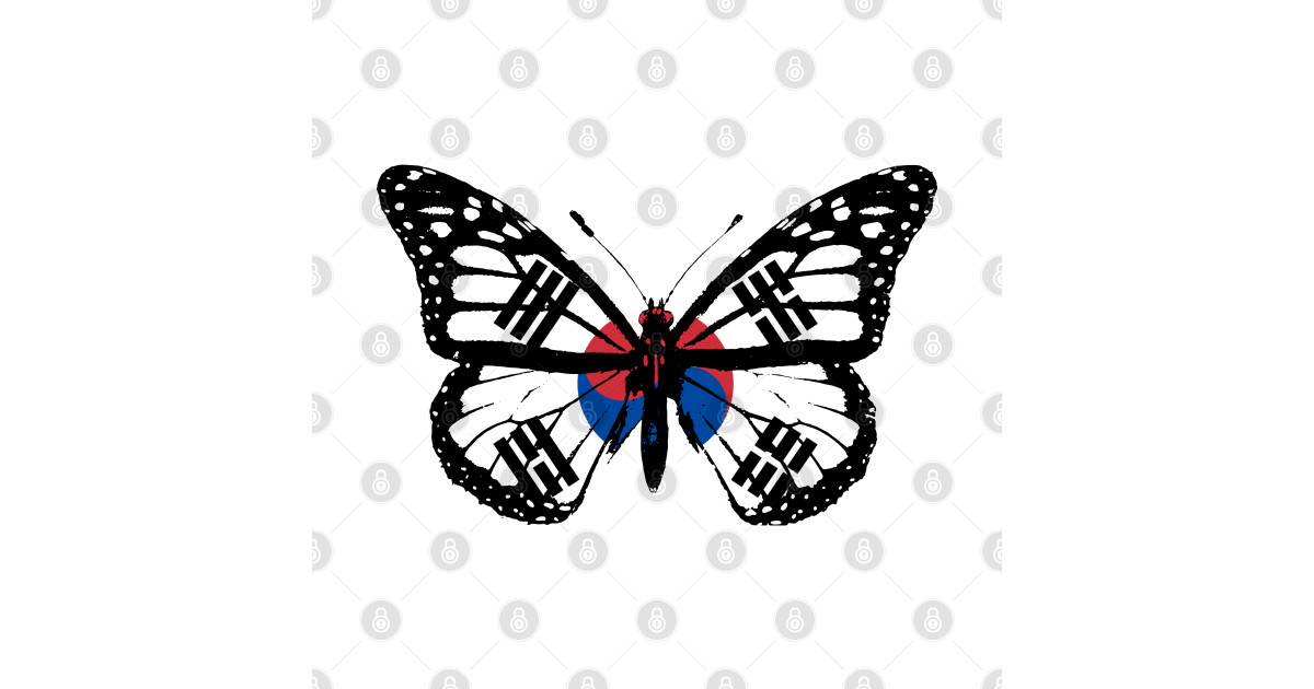 South Korean Monarch Butterfly Flag of Korea To Celebrate Korean Day