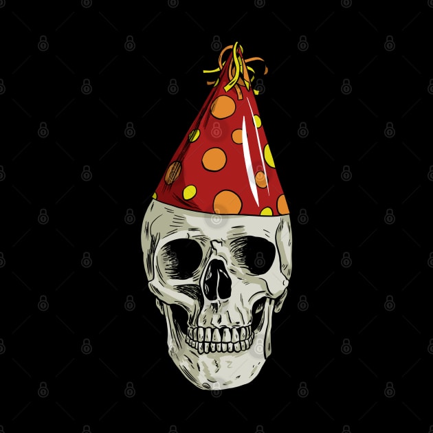 Skull Wearing Party Hat by Black Snow Comics