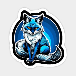 Black and Blue Kitsune Magnet