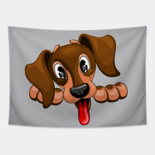 Dachshund Pet Dog Cute, Happy and Playful Peeking Character Tapestry