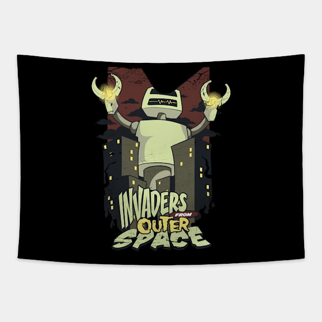 Invaders from Space! For B-movie sci-fi lovers and fans of space adventure. Tapestry by BecomeAHipsterGeekNow