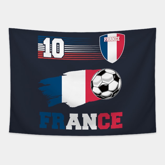 France 10 Soocer Jersey France Football Fan Soccer 2022 Tapestry by luxembourgertreatable