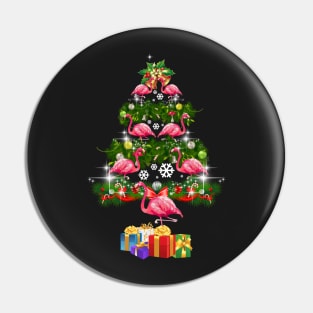 Flamingo Christmas Tree Funny Merry Christmas Shir Pin