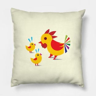 Children's Education with Mother Hen and  Cute Little Chickens Pillow