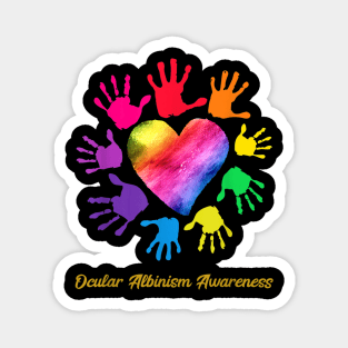 We Wear Rainbow Heart For Ocular Albinism Awareness Magnet