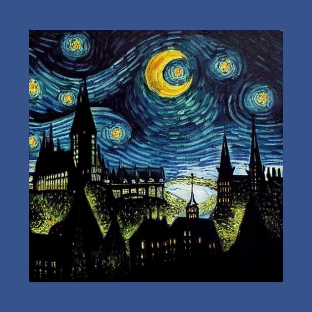 Starry Night Wizarding School Van Gogh by Grassroots Green