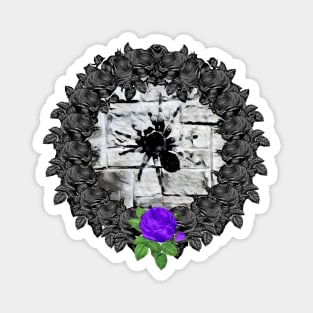Spider Purple Rose Wreath Magnet