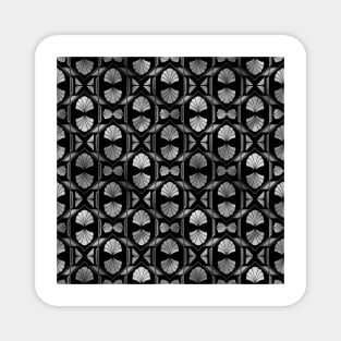 Scallop Shells in Black and Silver Art Deco Vintage Foil Pattern Magnet