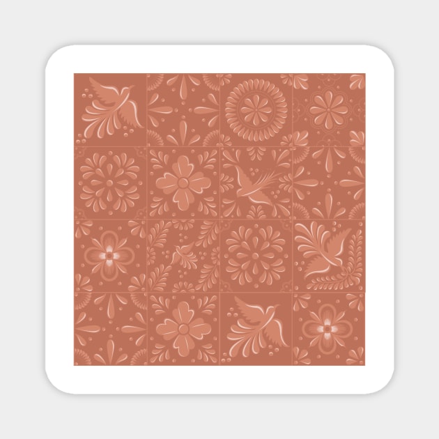 Mexican Tan Color Talavera Tile Pattern by Akbaly Magnet by Akbaly