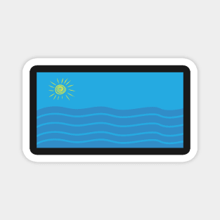 Sun and Sea Blue stripes waves and Sun Magnet