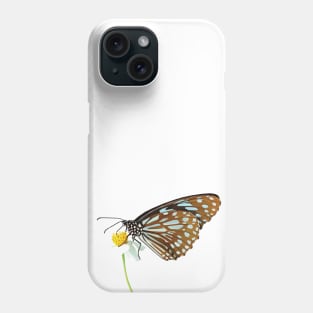 Geometrical white spotted butterfly Phone Case