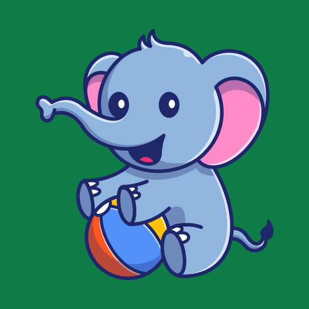 Cute Elephant Playing Ball Cartoon by Catalyst Labs