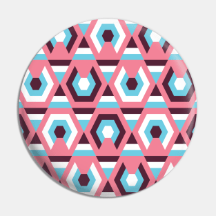 Hexagon Geometric Abstract Modern Retro Pattern Pin