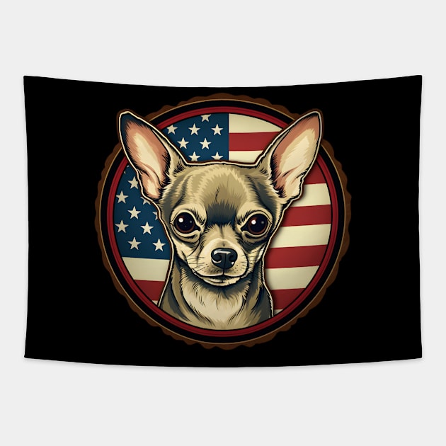 Patriotic Chihuahua Tapestry by NatashaCuteShop