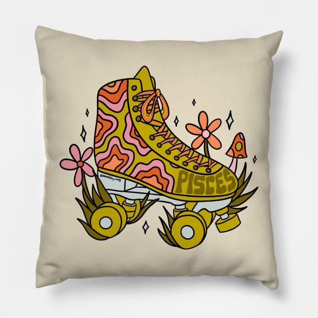 Pisces Roller Skate Pillow by Doodle by Meg