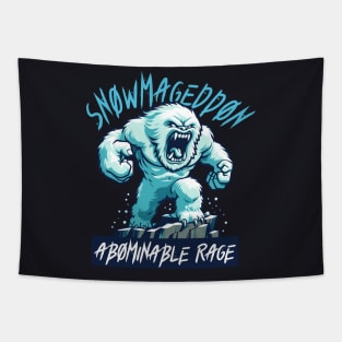 Snowmageddon Abominable Rage - Angry Evil Snowman Tapestry